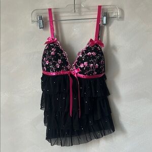 Sexy Little Things By Victoria's Secret Sequin Embroidered Floral Babydoll sz s